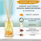 Urban Naturals Sensual Amber Blossoms Reed Diffuser Set | Made with Essential Oils & Real Botanicals | Sweet Amber, Night Blooming Jasmine, Sandalwood, Bergamot, Vanilla & Musk | Made in The USA