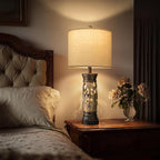 BOBOMOMO 27.25” Antique Gold Table Lamps Set of 2 – Farmhouse Bedside Lamps with Night Light & USB A+C Ports, Vintage Lamps for Bedroom, Living Room, Entryway, Nursery, Reading Nook(Bulbs Included