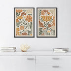 SIGNFORD Framed Canvas Print Wall Art Set Vintage Flower in Pastel Illustration Modern Art Decorative Nordic Nature for Living Room, Bedroom, Office - 16"x24"x2 Black