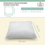 Trendy Home 16x16 Throw Pillow Insert (Set of 2, White) Bed and Couch Pillows Stuffer Hypoallergenic, Decorative Home Outdoor Sofa Pillow Filler (Machine Wash, 2 Pack)
