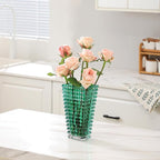 MCMCNCUIU Crystal Vase, Large Crystal Vases for Flowers, Green Large Flower Vase, Modern Glass Vases for Living Room, Bedroom, Kitchen, Dining Table, Mantle, Wedding, 9 Inches