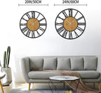 1st owned Wall Clocks for Living Room Decor,20" Vintage,Round Silent Non Ticking,Black Metal,Modern Wood Clocks for Home Bedroom,Kitchen,Garden,Office,Cafe,Modern Wall Decoration -Roman Numerals