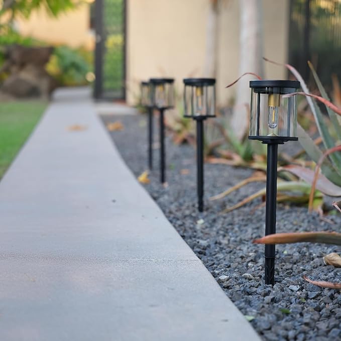 EcoGreen Outdoor Pathway Solar Light, 4pcs Pack,Garden Patio Balcony Walk Way Lights, Aluminum Leg, 5000K Daylight, Waterproof, 4.76 * 23.07in