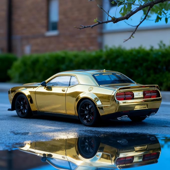 Car Toys for Boys 1/24 Diecast Cars Hellcat SRT Collectibles Model Kit,Pull Back Metal Toy Car with Lights and Sounds,Toy Cars for Boys Age 4-7（Gold）