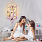 Homecor Hanging Photo Display Wall Decor, Purple Macrame Hanging Boho Room Bedroom Decor, Picture Frame Collage with Light 30 Clips, Christmas Teenage Teen Girl Gifts Ages 10 11 12 13 14 Years Old