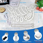 Good Vibes Neon Sign, Niubility Dimmable Good Vibes Only Neon Signs Light with ON/OFF Switch, USB Powered Neon Signs for Wall Decor, Colorful Light Up LED signs for Bedroom Game Room Party Club Decor