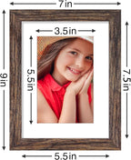 Vittanly 6x8 Picture Frames Set of 9, Shatter Resistant Plexiglass, Display 4x6 Pictures with Mat or 6x8 without Mat, Photo Frames for Wall or Tabletop, Engineered Wood, Brown