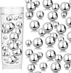 100PCS Silver Faux Pearls Beads for Centerpiece Vases, Vase Filler Faux Pearls, No Holes Filler Beads for Party Anniversary Birthday Wedding Table Decor, 14/20/30mm