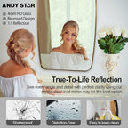 ANDY STAR Gold Oblong Mirror, 32x40 Inch Gold Oval Mirror for Bathroom with Stainless Steel Metal Frame, Wall Mouned for Bathroom, Living Room, Entryway