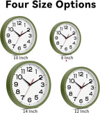 Wall Clock Silent Non-Ticking Modern Clock Battery Operated 8 Inch Small Classic Analog Decorative for Kitchen, Bathroom, Office, Bedroom, Home(Green)