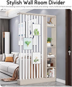 Wall Room Divider, Storage Cabinet Storage Display with Shelves, Modern Freestanding Wood Room Divider Screen, Wall Privacy Screens for Home Decorative (Beige+White,43.3" L x 9.5" W x 79.5" H)