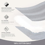 Y-PLWOMEN Quilt Queen Size - 100% Cotton Queen Quilt, Grey Striped Quilt for Queen Bed, Lightweight Reversible Queen Size Bedspread for All Season, 3-Piece