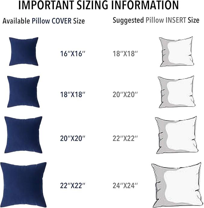 Oubonun 16 x 16 Throw Pillow Inserts Set of 2-100% Cotton Cover - White Couch Bed Decorative Pillow Pair