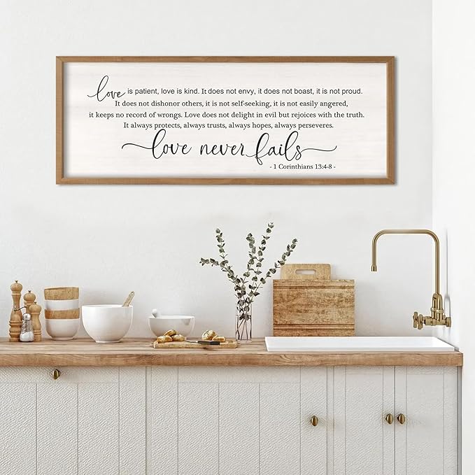 Love Is Patient Love Is Kind Wall Decor Art 32×12 Inch (Wood)