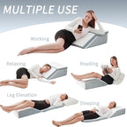 Leg Elevation Pillows for Sleeping, 6&8 Inch Adjustable Memory Foam Wedge Pillow for Legs, Knee Wedge Pillow for After Surgery, Swelling, Back Pain and Circulation