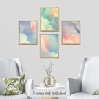 SIGNWIN Poster Bathroom Decor 11"x14"x 4, Wall Art Room Decor Multicolor for Living Room, Bedroom, Office White Pastel Watercolor Rainbow Sky Clouds Abstract Geometric Illustrations Colorful