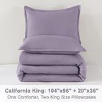 Litanika Grayish Purple Comforter Set California King Size, 3 Pieces Cal King Lightweight Solid Bedding Comforter Set, All Season Fluffy Bed Set (104x96In Comforter & 2 Pillowcases)