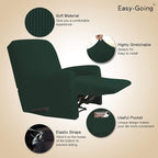 Easy-Going Recliner Stretch Sofa Slipcover Sofa Cover 4-Pieces Furniture Protector Couch Soft with Elastic Bottom,Polyester Spandex Jacquard Fabric Small Checks(Recliner,Dark Green)