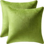 Couch Pillow Cases 24x24 Chartreuse: 2 Pack Cozy Soft Velvet Square Throw Pillow Covers for Farmhouse Home Decor