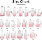 Pink Glass Bud Vases Set of 20 - Mini Vintage Vases for Wedding Decorations Home Table Flower Decor, Small Carved Design Glass for Centerpieces