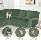 Arfntevss Sectional Recliner Couch Covers Velvet Corner Sectional Sofa Cover for Reclining Stretch Soft L Shape Recliner Slipcover Thick U Shaped Washable Protector (5 Seat Cover, Grayish Green)