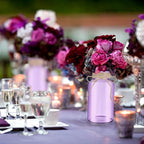 Vintage Glass Flower Vase，6 Pack Farmhouse Purple Glass Centerpiece Vases Mason Jars for Weddings, Parties & Home Decor Bulk (6, Purple)