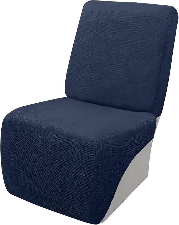Arfntevss Sectional Recliner Couch Covers Velvet Corner Sectional Sofa Cover for Reclining Couch Stretch Soft L Shape Recliner Slipcover Washable Additional Seat Protector (1 Seat Cover, Navy Blue)
