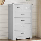 Tall 6-Drawer Dresser for Bedroom, Modern Wooden Chest of Drawers with Metal Handles, Anti-Tipping Design, Sturdy and Stable Storage Organizer for Living Room, Entryway, Home Office