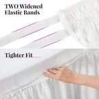 RIMELA Bed Skirting Queen Size White Bed Skirt 21 Inch Drop, Wrap Around Elastic Adjustable Bedskirt, Dust Ruffle for Bed Frame & Box Spring Soft Durable Fabric Machine Washable Easy to Install