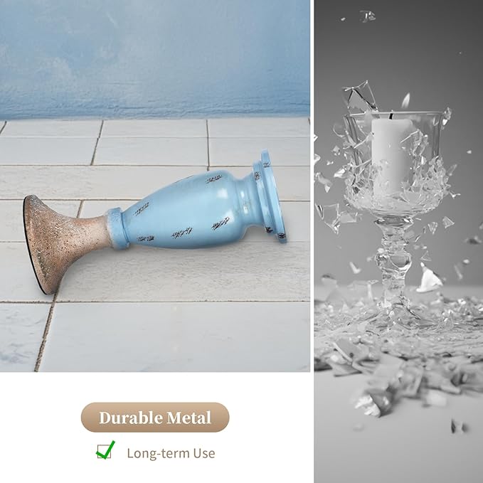 Sziqiqi Farmhouse Coastal Candle Holder: Pillar Candle Holders for Living Room Bathroom - Beach Candle Stand for Table Centerpieces Rustic Candleholder Set of 3 Ocean Decor for Fireplace