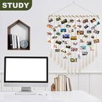 Hanging Photo Display boho bedroom decor teenage girl room decor Birthday Gifts for Grandma gift for mom Grandma’s Gifts - from Daughter, Granddaughter and Grandson - Mom Grandmothers Photo Holder，with 30 Wood Clips, 35" L x 30'' W