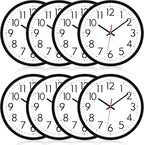 Lumuasky 8 Pack Wall Clock Bulk12 Inch Silent Non-Ticking Round Analog Classic Battery Operated Clocks Quartz Analog Round Wall Clocks for Office Kitchen Home Bedroom Decorative