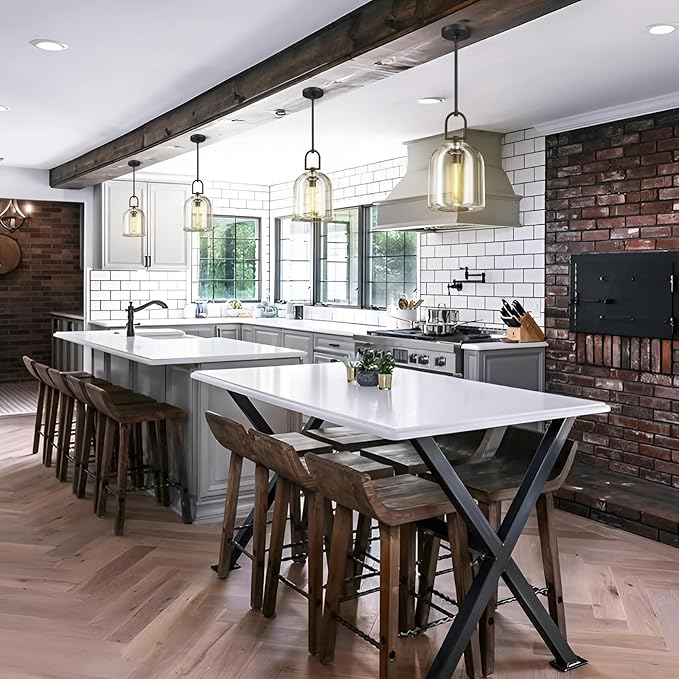 Crystal Black Pendant Light Fixtures, Modern 8inch Pendant Lights Kitchen Island, Island Lights for Kitchen,Crystal and Black Pendant Light, Indoor Pendant Lighting,E12 Bulb Included