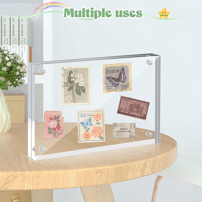 4x6 Acrylic Picture Frames 24 Pack, Clear Picture Frame Double Sided Magnetic Photo Frames 20mm Thicker Desktop Display Frame Wedding Table Numbers for Bedroom Home Office