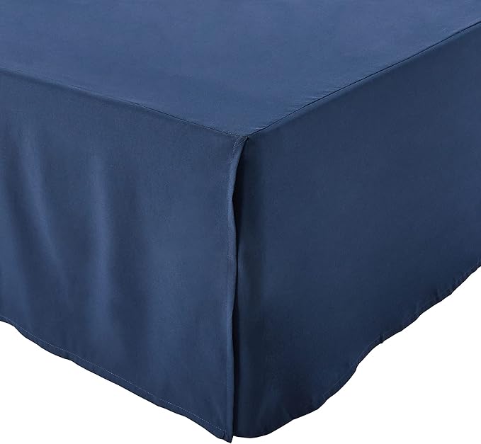 Amazon Basics Lightweight Pleated Bed Skirt, Full, Navy Blue, Solid