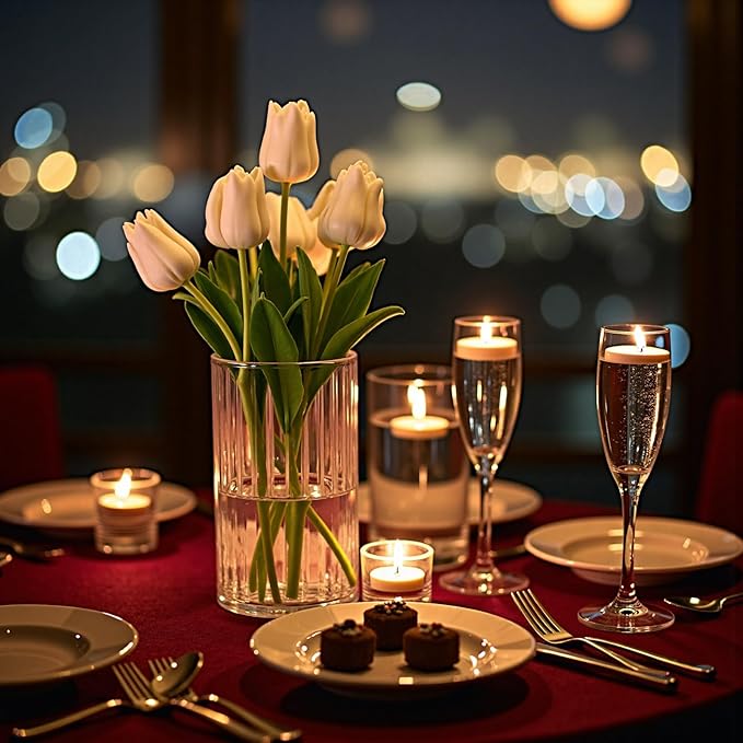 24-Pack Elegant Ribbed Glass Cylinder Vases Set for Weddings - 2 Sizes (6" & 4.7" Height) - Floating Candle Holders & Flower Centerpieces - Versatile Event Decor for Parties, Receptions & Home Decor