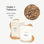 Calyan Wax Co. 2 Wick Candle, Cedar + Tobacco Scented Candle, 37 Hour Burn Time, Aromatherapy Soy Candles, Non Toxic & Vegan Soy Wax, Glass Tumbler Scented Candles, 8.8oz