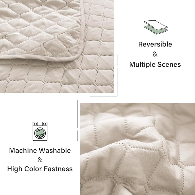 Exclusivo Mezcla Reversible California King Size Quilt Bedding Set with Pillow Shams, Lightweight Quilts Cal King Size, Soft Bedspreads Bed Coverlets for All Seasons - (Brich Beige, 112"x104")