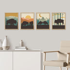 SIGNWIN Framed Country Farmhouse Vibrant Bison Wall Art, Set of 4 Silhouette Animals Wall Decor Prints, Wilderness Nature Wall Décor for Living Room, Bedroom - 8"x10" Natural