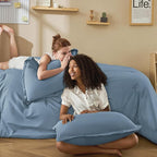 Litanika Grayish Blue Comforter Set Twin/Twin XL Size, 2 Pieces Lightweight Solid Bedding Comforter Set, All Season Fluffy Bed Set (66x90In Comforter & 1 Pillowcase)