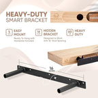 Homeforia 24inch Walnut Floating Shelves for Wall, High End Solid Real Wood 24in Floating Shelf for Bathroom, Dark Brown 24 inch Long Floating Shelves, Heavy Duty Bracket, 24 X 6.5 X 1.75 in, Set of 4