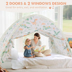 Twin Size Bed Canopy, Twin Bed Tent Indoor with Star Lights, Privacy Space Blackout Sleeping Tents, Indoor Breathable Portable Floor Bed Tent for Boys and Girls, Dinosaur