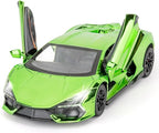 1/24 Scale Green Lambo Revuelto Diecast Car Model, Collectible Diecast Toy Car with Lights and Sounds, Pull Back Vehicles Toy for Adults Kids Birthday Gifts Decoration
