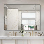 36x50inch Bathroom Mirror, Black Rectangle Mirrors with Thin Metal Frame, Large Rectangular Wall Mirror for Bathroom, Living Roomm, Hair Salon, Big Farmehouse Mirror Hang Horizontal/Vertical