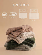 YnM Chunky Cotton Knit Throw Blanket, Cable Knit Throws for Bed Couch Sofa, Comfy & Relaxing, Decorative Piece for Farmhouse Modern Boho Rustic Scandinavian Chic Vibe, Cream White 60x80 Inches