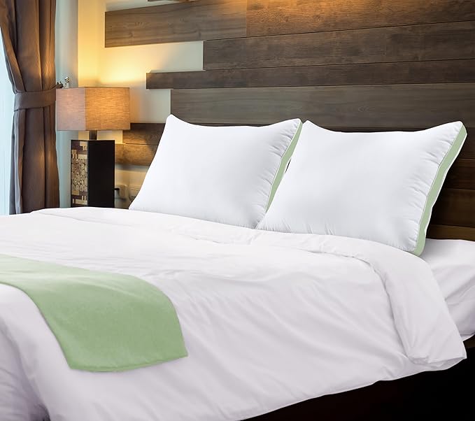 Utopia Bedding Bed Pillows for Sleeping Queen Size (Sage Green), Set of 2, Cooling Hotel Quality, Gusseted Pillow for Back, Stomach or Side Sleepers