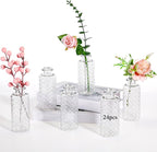 Honeydak Set of 24 Plastic Bud Vases, Vintage Decorative Mini Flower Vases Bulk for Table Centerpieces, Wedding Reception, Home Decor, Housewarming Gifts (Micro-Diamond)