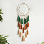 Artilady Macrame Dream Catchers for Bedroom - Tassel Wall Hanging Handmade Dreamcatchers Home Decor with Tassel Feather Ornament Craft Blessing Gift (Green Mix)