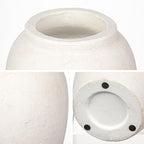 Handcrafted Flower Vase, 10.5" Tall Terracotta Vases, Vintage White Vase, Rustic Antique Décor, Wide Mouth, Matte Finish for Home Office Resto Café Decoration