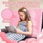 Kids Wedge Pillow with Pillowcase, Memory Foam for Back,Legs & Knees, Relaxation and Comfort, Soft and Breathable, Dot Texture Pillow for Reading Watching TV Gaming Sleeping, Fit for Sofa Floor Room